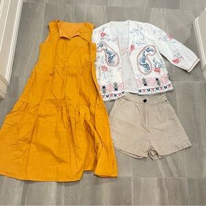 Yellow Dress and Embroidered Jacket Set